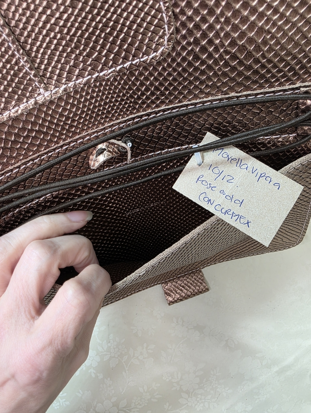 Planner Perfect Leather Traveler's Notebook Cover - Metallic Bronze Snakeskin Em - Picture 10 of 11